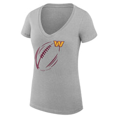Washington Commanders G-III 4Her by Carl Banks Women's Super-Slim Fit Lightweight Subtle Football V-Neck T-Shirt - Heather Gray T-shirts