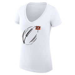 Cincinnati Bengals G-III 4Her by Carl Banks Women's Super-Slim Fit Lightweight Subtle Football V-Neck T-Shirt - White T-shirts