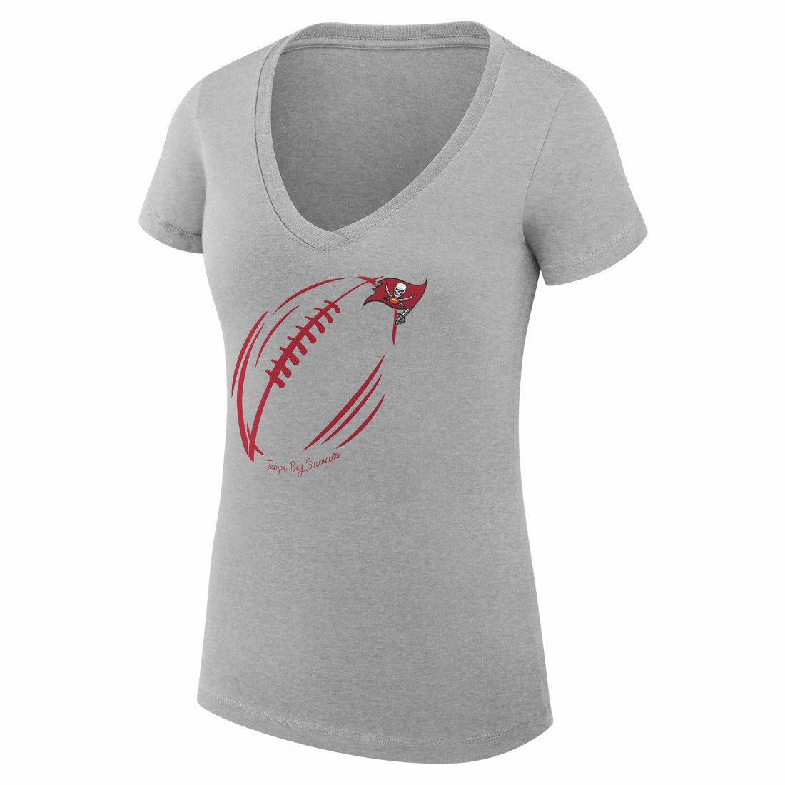 Tampa Bay Buccaneers G-III 4Her by Carl Banks Women's Super-Slim Fit Lightweight Subtle Football V-Neck T-Shirt - Heather Gray T-shirts