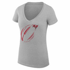 Tampa Bay Buccaneers G-III 4Her by Carl Banks Women's Super-Slim Fit Lightweight Subtle Football V-Neck T-Shirt - Heather Gray T-shirts
