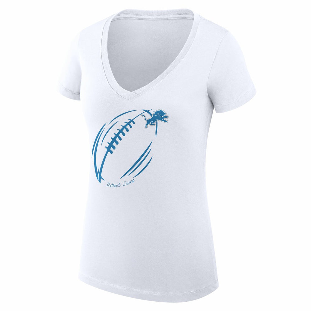 Detroit Lions G-III 4Her by Carl Banks Women's Super-Slim Fit Lightweight Subtle Football V-Neck T-Shirt - White T-shirts