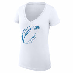 Detroit Lions G-III 4Her by Carl Banks Women's Super-Slim Fit Lightweight Subtle Football V-Neck T-Shirt - White T-shirts