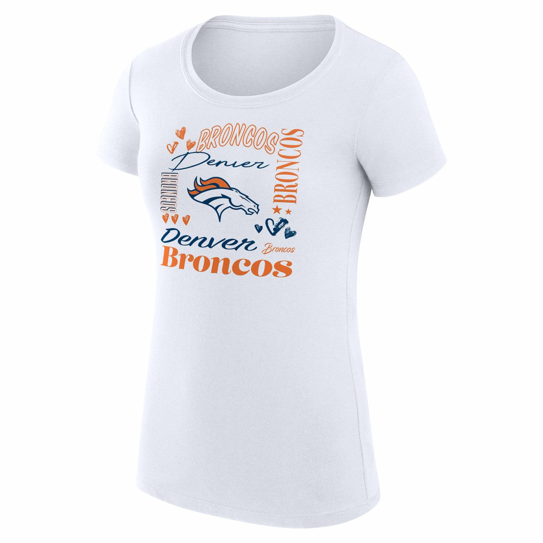 Denver Broncos G-III 4Her by Carl Banks Women's Super-Slim Fit Lightweight Collage Team T-Shirt - White T-shirts