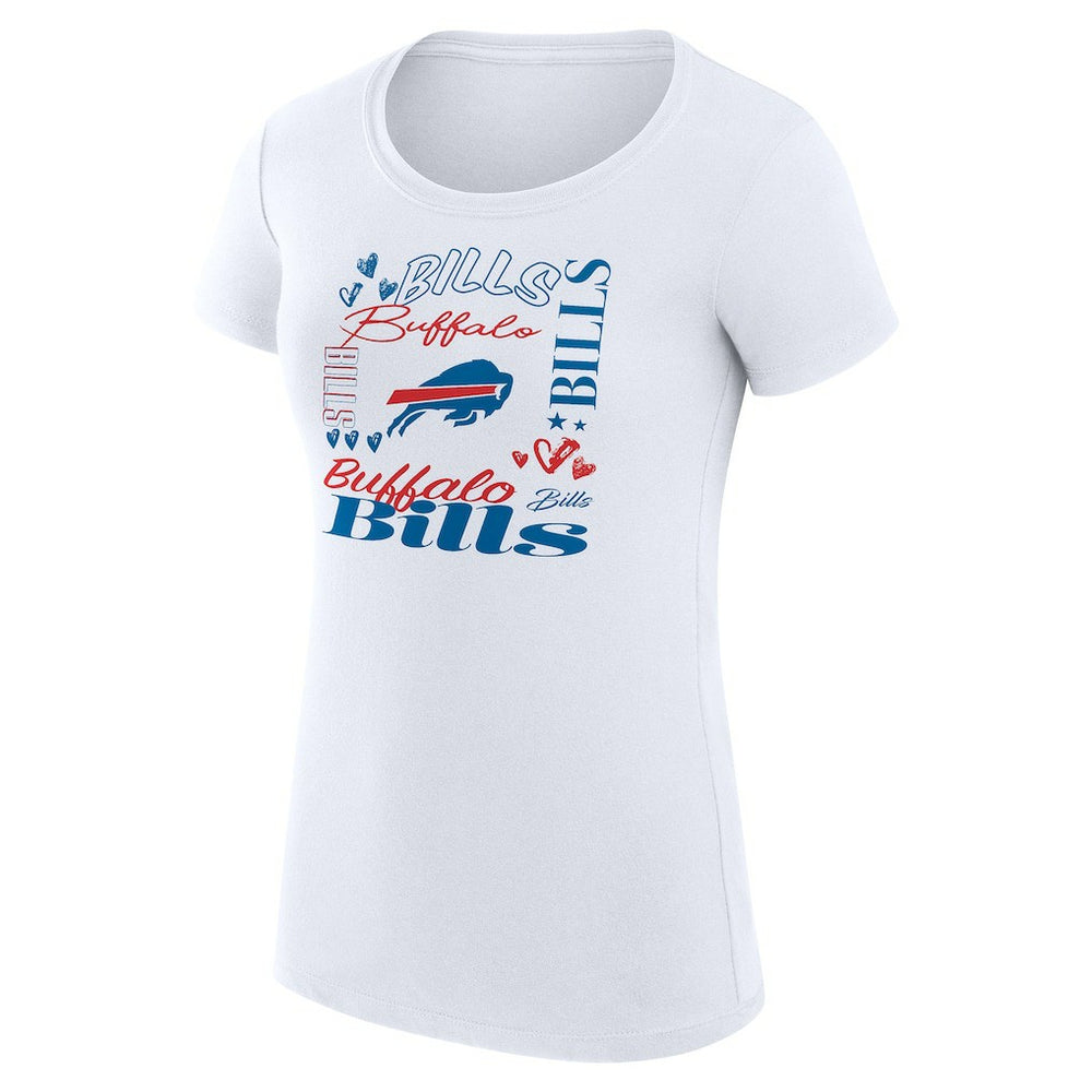 Buffalo Bills G-III 4Her by Carl Banks Women's Super-Slim Fit Lightweight Collage Team T-Shirt - White T-shirts