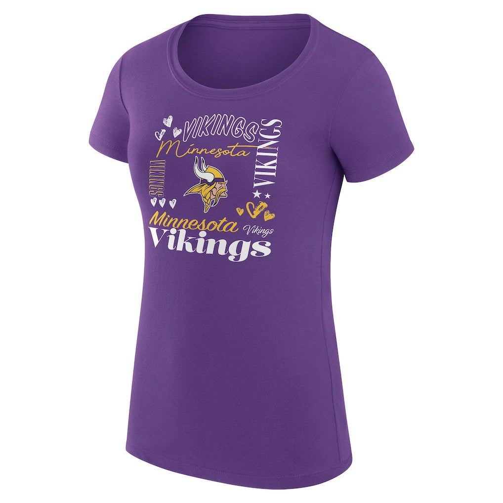 Minnesota Vikings G-III 4Her by Carl Banks Women's Super-Slim Fit Lightweight Collage Team T-Shirt - Purple T-shirts
