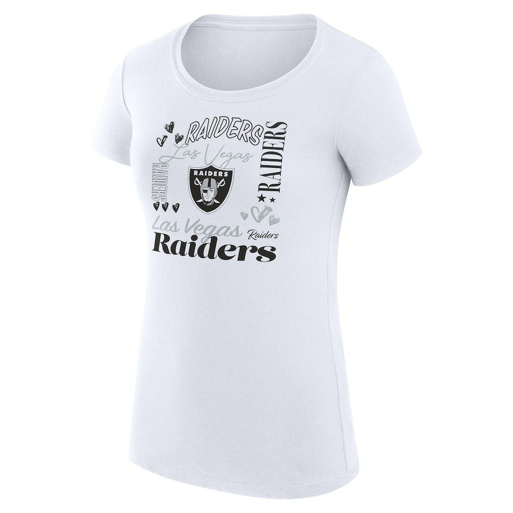 Las Vegas Raiders G-III 4Her by Carl Banks Women's Super-Slim Fit Lightweight Collage Team T-Shirt - White T-shirts