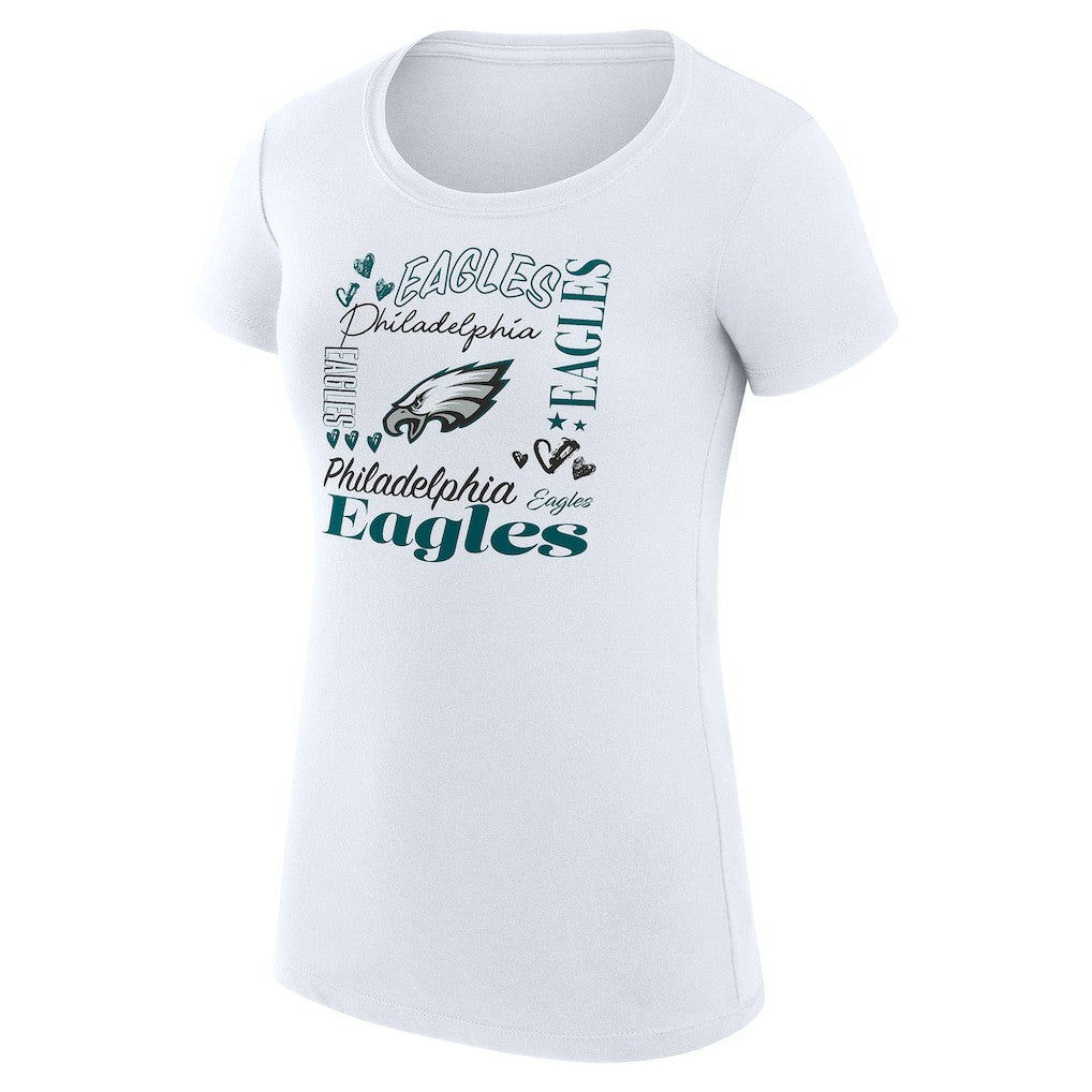 Philadelphia Eagles G-III 4Her by Carl Banks Women's Super-Slim Fit Lightweight Collage Team T-Shirt - White T-shirts