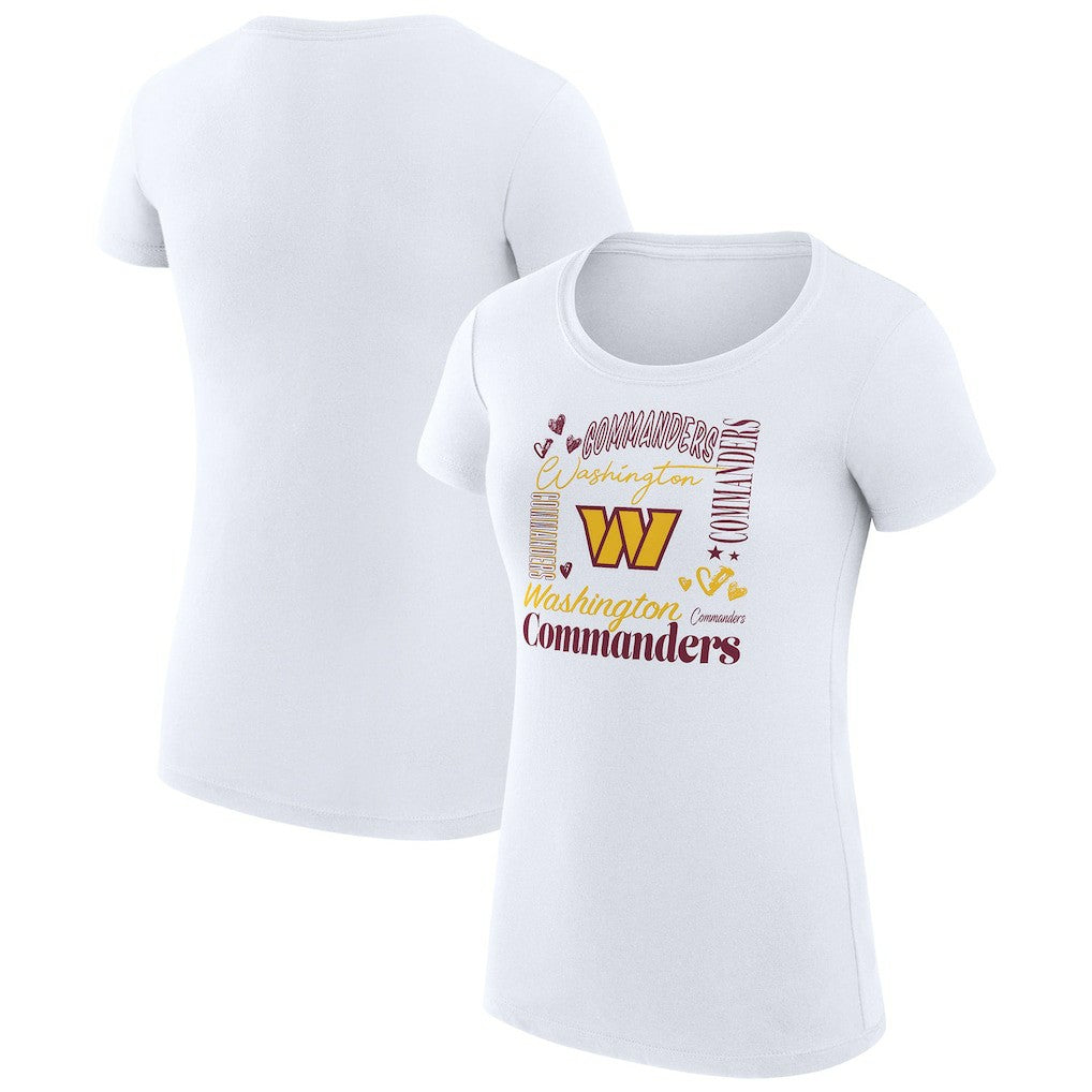 Washington Commanders G-III 4Her by Carl Banks Women's Super-Slim Fit Lightweight Collage Team T-Shirt - White T-shirts