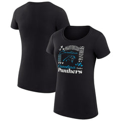 Carolina Panthers G-III 4Her by Carl Banks Women's Super-Slim Fit Lightweight Collage Team T-Shirt - Black T-shirts