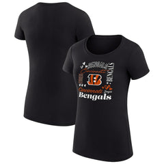 Cincinnati Bengals G-III 4Her by Carl Banks Women's Super-Slim Fit Lightweight Collage Team T-Shirt - Black T-shirts