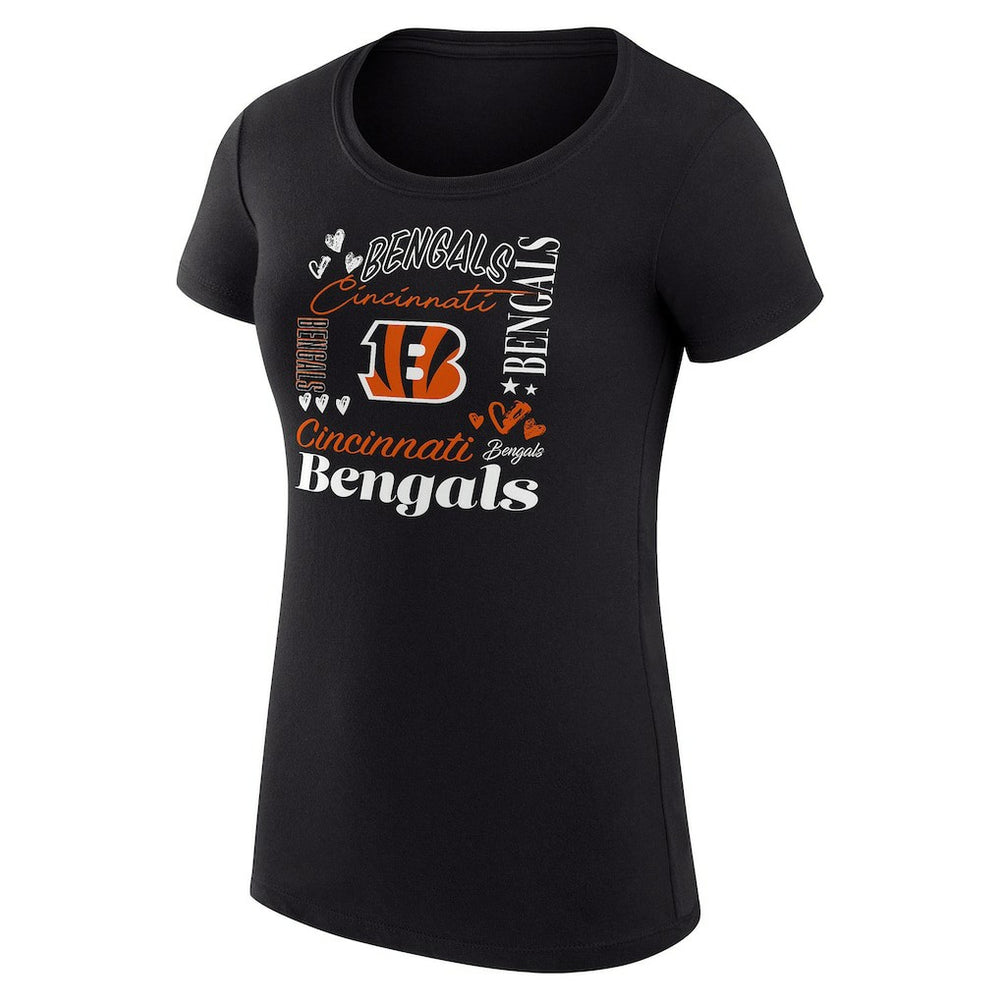 Cincinnati Bengals G-III 4Her by Carl Banks Women's Super-Slim Fit Lightweight Collage Team T-Shirt - Black T-shirts