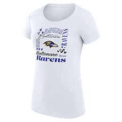 Baltimore Ravens G-III 4Her by Carl Banks Women's Super-Slim Fit Lightweight Collage Team T-Shirt - White T-shirts