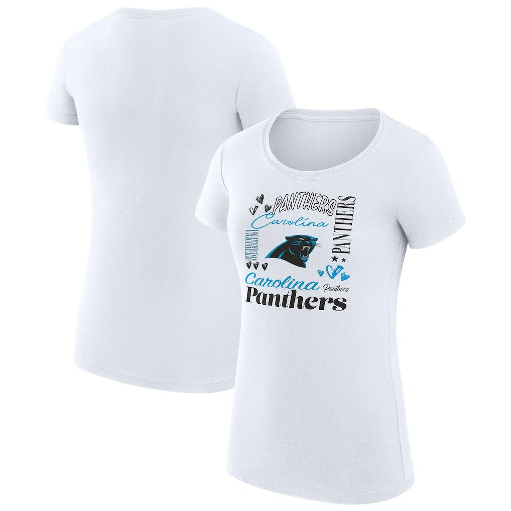 Carolina Panthers G-III 4Her by Carl Banks Women's Super-Slim Fit Lightweight Collage Team T-Shirt - White T-shirts