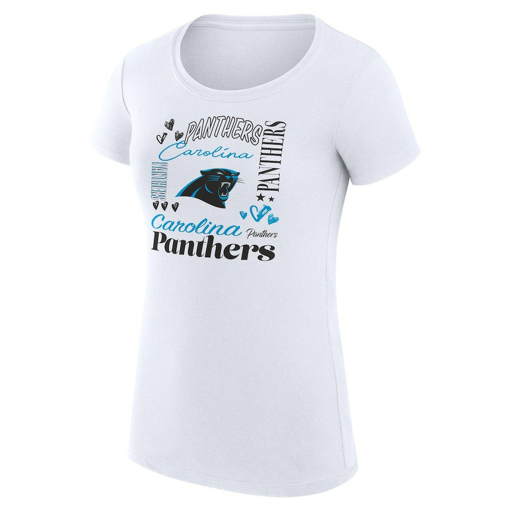 Carolina Panthers G-III 4Her by Carl Banks Women's Super-Slim Fit Lightweight Collage Team T-Shirt - White T-shirts