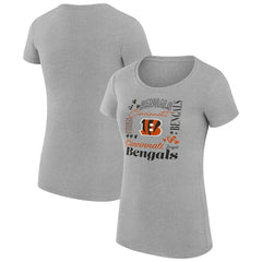 Cincinnati Bengals G-III 4Her by Carl Banks Women's Super-Slim Fit Lightweight Collage Team T-Shirt - Heather Gray T-shirts