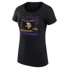 Minnesota Vikings G-III 4Her by Carl Banks Women's Super-Slim Fit Lightweight Collage Team T-Shirt - Black T-shirts