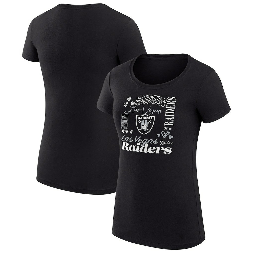 Las Vegas Raiders G-III 4Her by Carl Banks Women's Super-Slim Fit Lightweight Collage Team T-Shirt - Black T-shirts