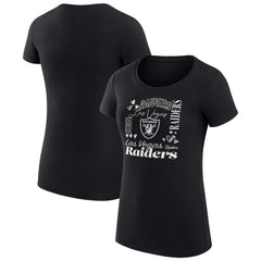 Las Vegas Raiders G-III 4Her by Carl Banks Women's Super-Slim Fit Lightweight Collage Team T-Shirt - Black T-shirts
