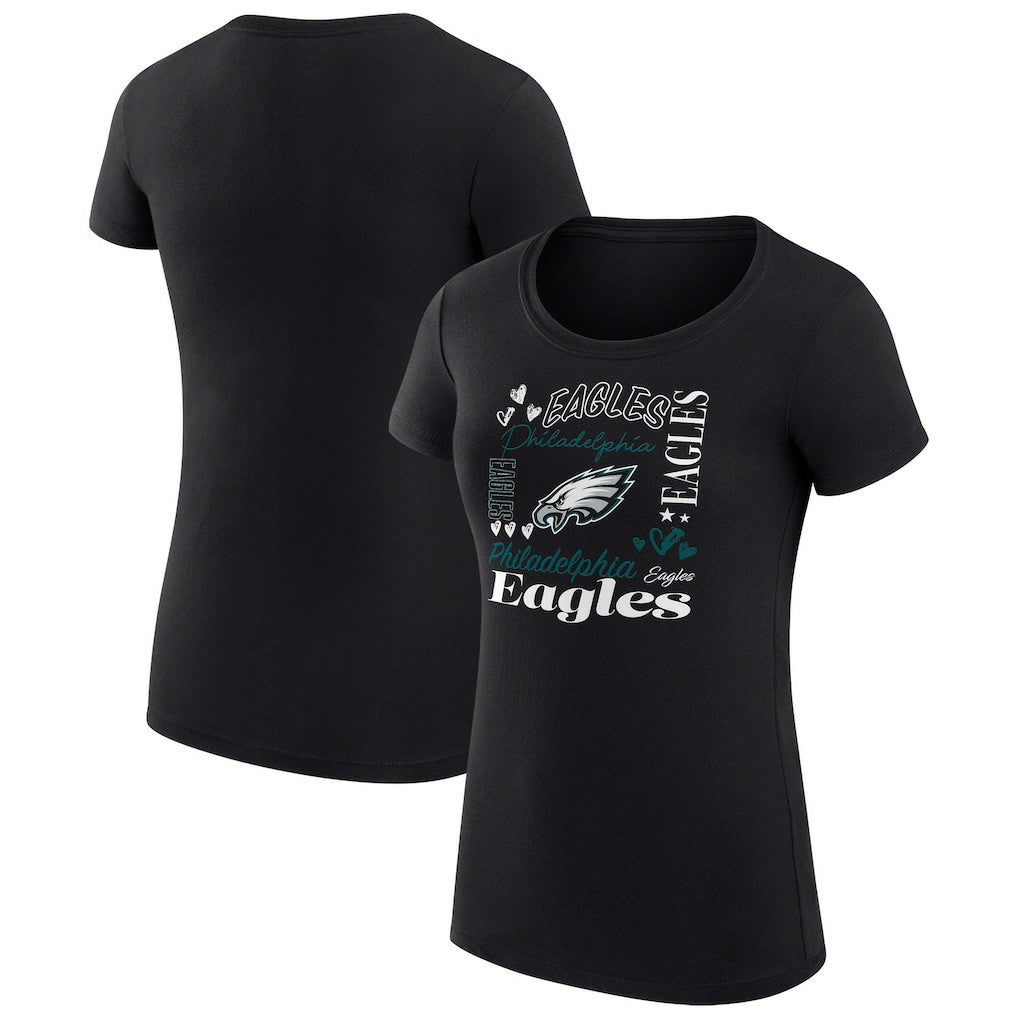 Philadelphia Eagles G-III 4Her by Carl Banks Women's Super-Slim Fit Lightweight Collage Team T-Shirt - Black T-shirts