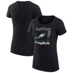 Philadelphia Eagles G-III 4Her by Carl Banks Women's Super-Slim Fit Lightweight Collage Team T-Shirt - Black T-shirts