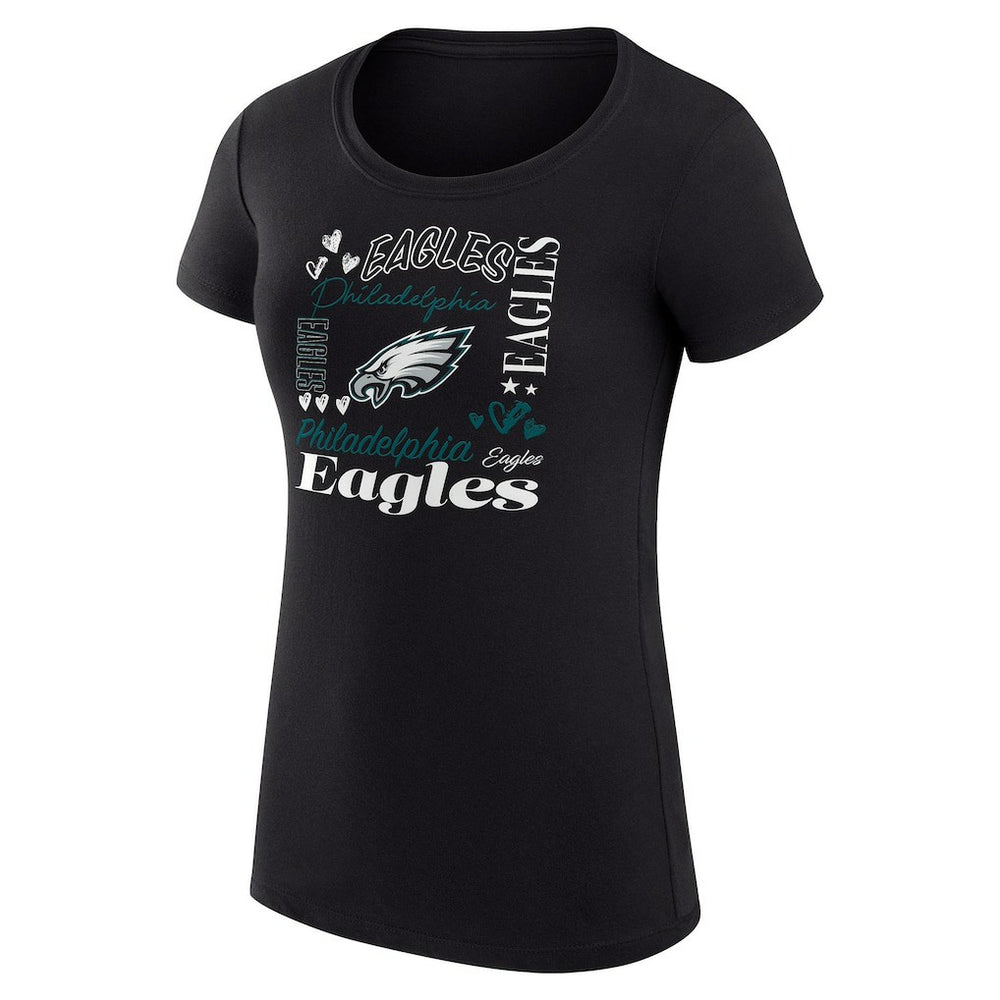 Philadelphia Eagles G-III 4Her by Carl Banks Women's Super-Slim Fit Lightweight Collage Team T-Shirt - Black T-shirts