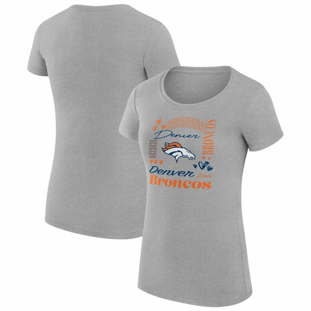 Denver Broncos G-III 4Her by Carl Banks Women's Super-Slim Fit Lightweight Collage Team T-Shirt - Heather Gray T-shirts
