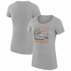 Denver Broncos G-III 4Her by Carl Banks Women's Super-Slim Fit Lightweight Collage Team T-Shirt - Heather Gray T-shirts