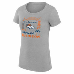 Denver Broncos G-III 4Her by Carl Banks Women's Super-Slim Fit Lightweight Collage Team T-Shirt - Heather Gray T-shirts