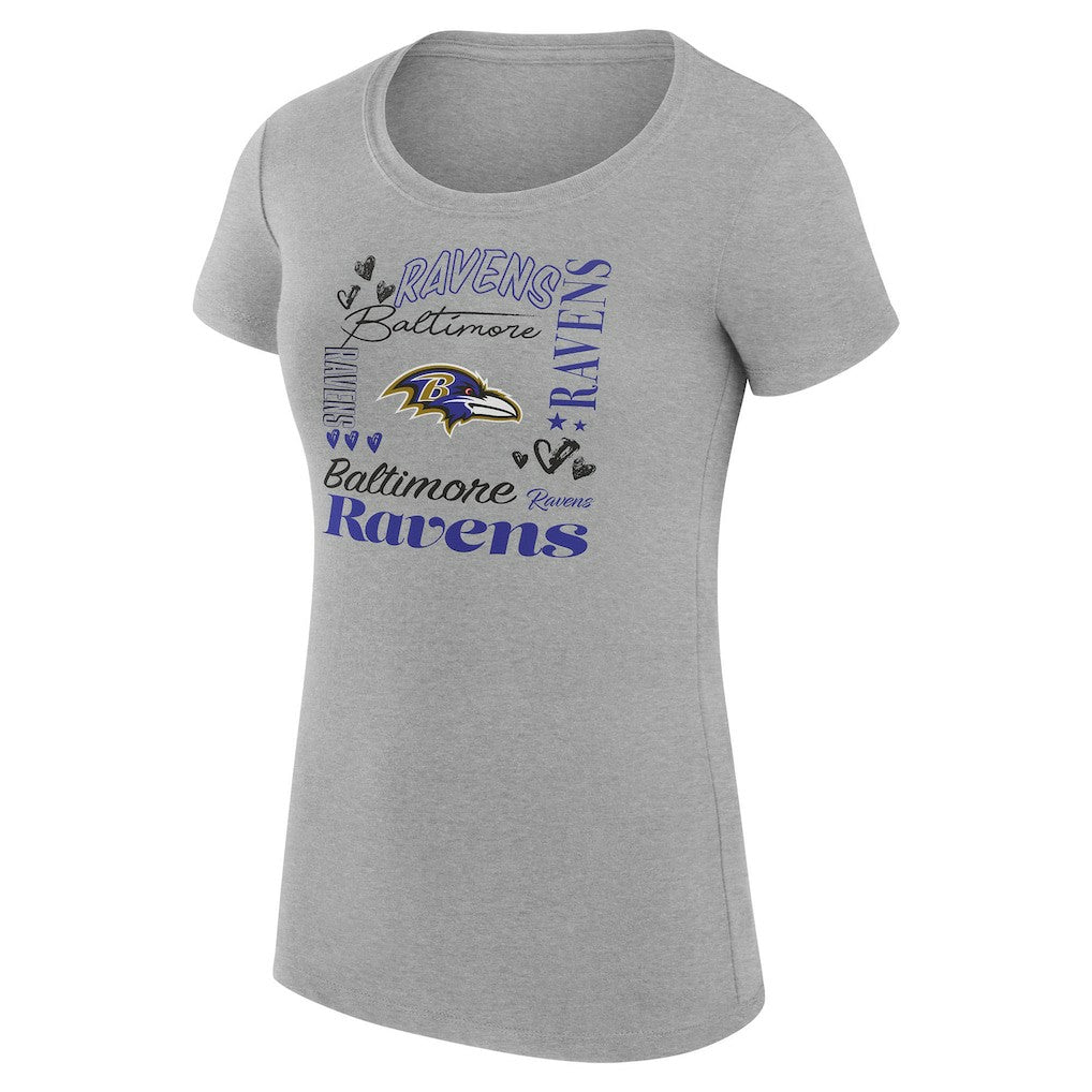 Baltimore Ravens G-III 4Her by Carl Banks Women's Super-Slim Fit Lightweight Collage Team T-Shirt - Heather Gray T-shirts