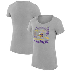 Minnesota Vikings G-III 4Her by Carl Banks Women's Super-Slim Fit Lightweight Collage Team T-Shirt - Heather Gray T-shirts
