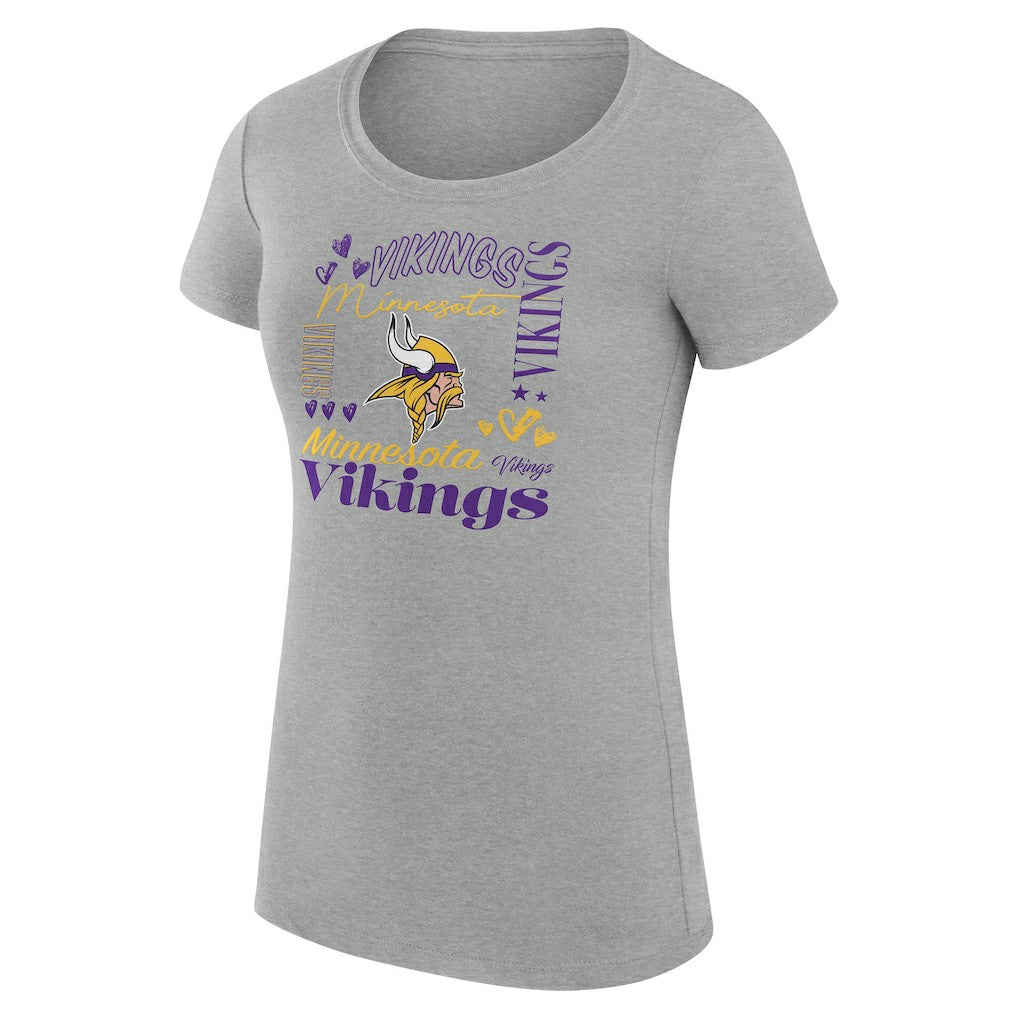 Minnesota Vikings G-III 4Her by Carl Banks Women's Super-Slim Fit Lightweight Collage Team T-Shirt - Heather Gray T-shirts