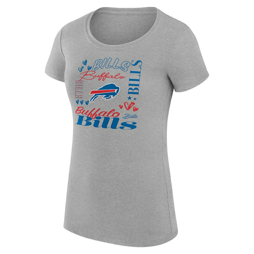 Buffalo Bills G-III 4Her by Carl Banks Women's Super-Slim Fit Lightweight Collage Team T-Shirt - Heather Gray T-shirts