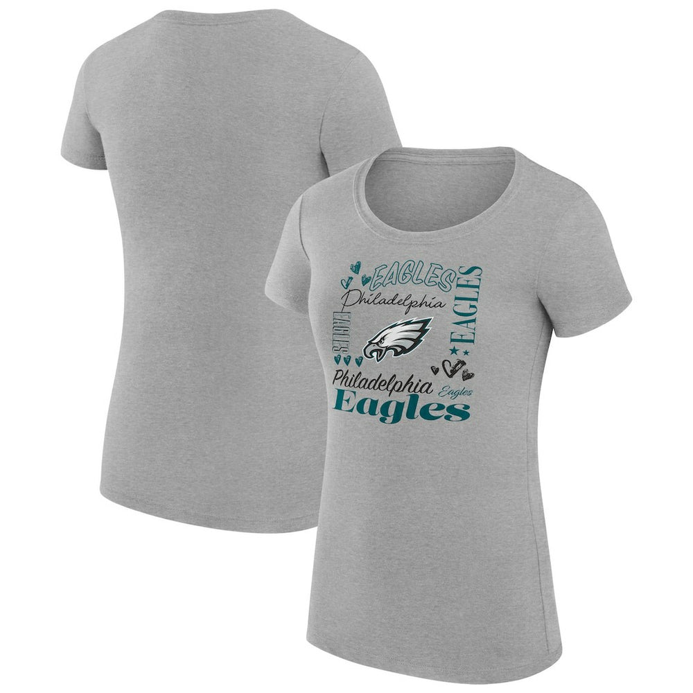 Philadelphia Eagles G-III 4Her by Carl Banks Women's Super-Slim Fit Lightweight Collage Team T-Shirt - Heather Gray T-shirts