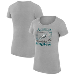 Philadelphia Eagles G-III 4Her by Carl Banks Women's Super-Slim Fit Lightweight Collage Team T-Shirt - Heather Gray T-shirts