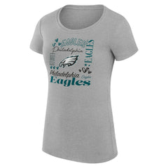 Philadelphia Eagles G-III 4Her by Carl Banks Women's Super-Slim Fit Lightweight Collage Team T-Shirt - Heather Gray T-shirts