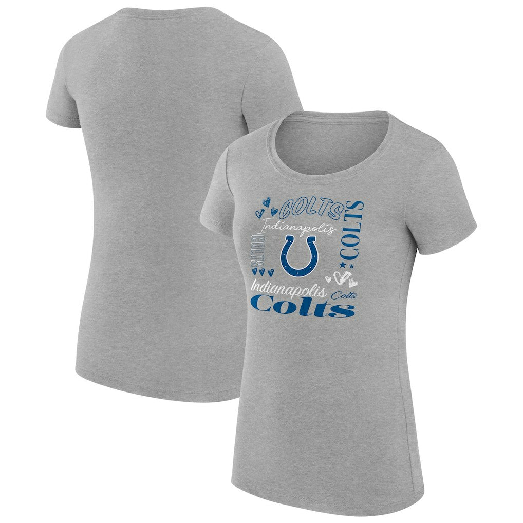 Indianapolis Colts G-III 4Her by Carl Banks Women's Super-Slim Fit Lightweight Collage Team T-Shirt - Heather Gray T-shirts