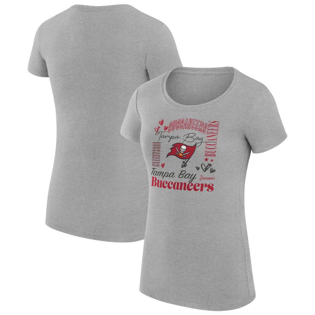 Tampa Bay Buccaneers G-III 4Her by Carl Banks Women's Super-Slim Fit Lightweight Collage Team T-Shirt - Heather Gray T-shirts