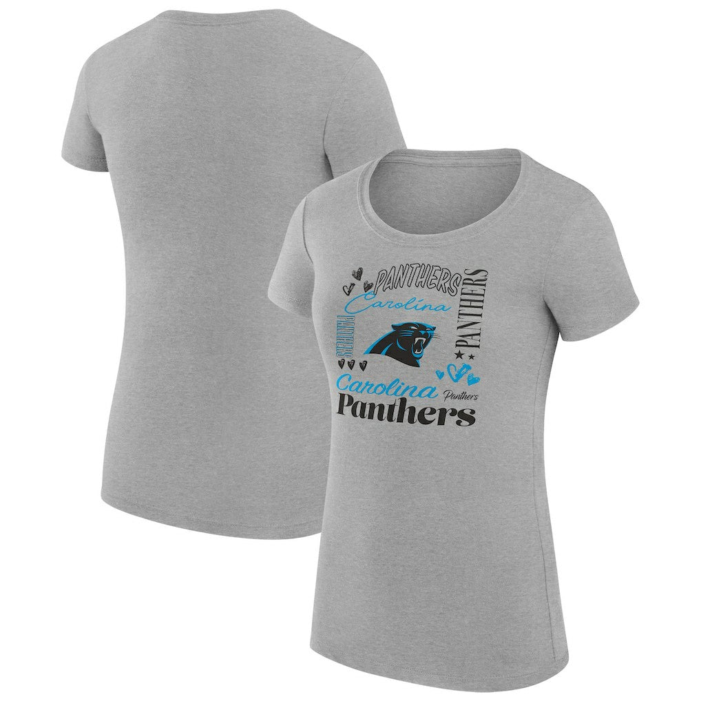 Carolina Panthers G-III 4Her by Carl Banks Women's Super-Slim Fit Lightweight Collage Team T-Shirt - Heather Gray T-shirts