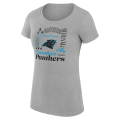 Carolina Panthers G-III 4Her by Carl Banks Women's Super-Slim Fit Lightweight Collage Team T-Shirt - Heather Gray T-shirts