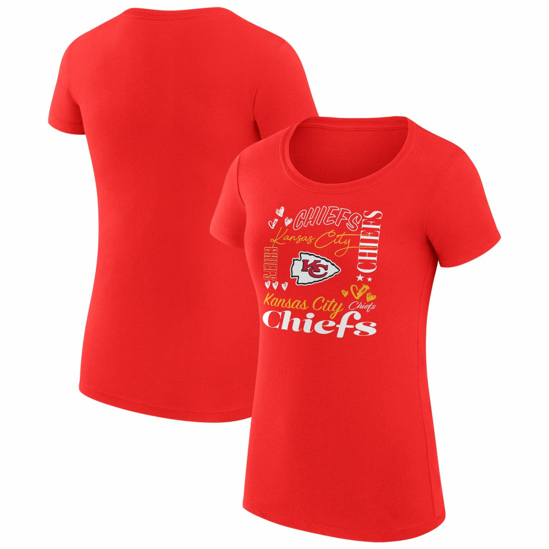Kansas City Chiefs G-III 4Her by Carl Banks Women's Super-Slim Fit Lightweight Collage Team T-Shirt - Red T-shirts