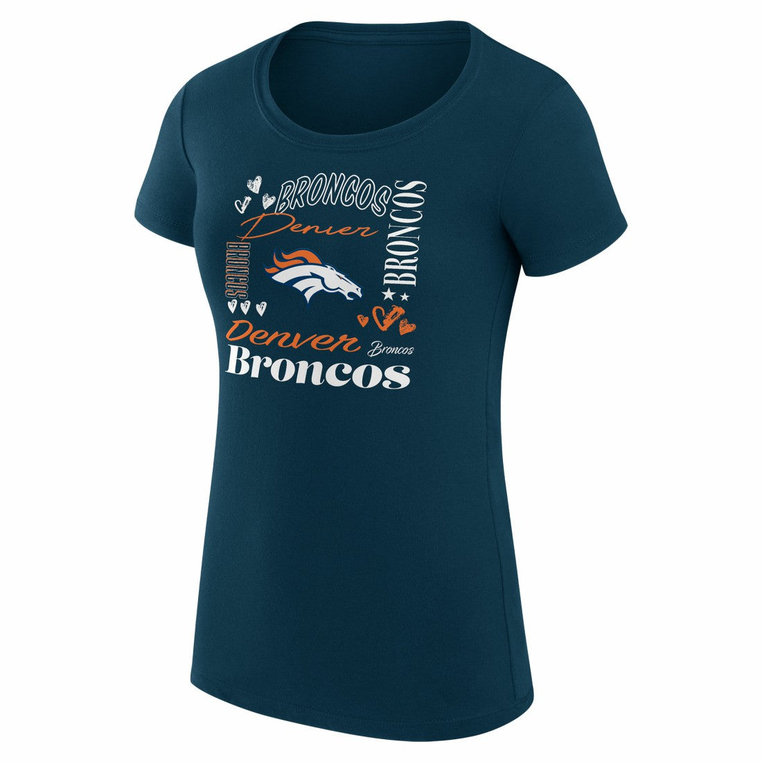 Denver Broncos G-III 4Her by Carl Banks Women's Super-Slim Fit Lightweight Collage Team T-Shirt - Navy T-shirts