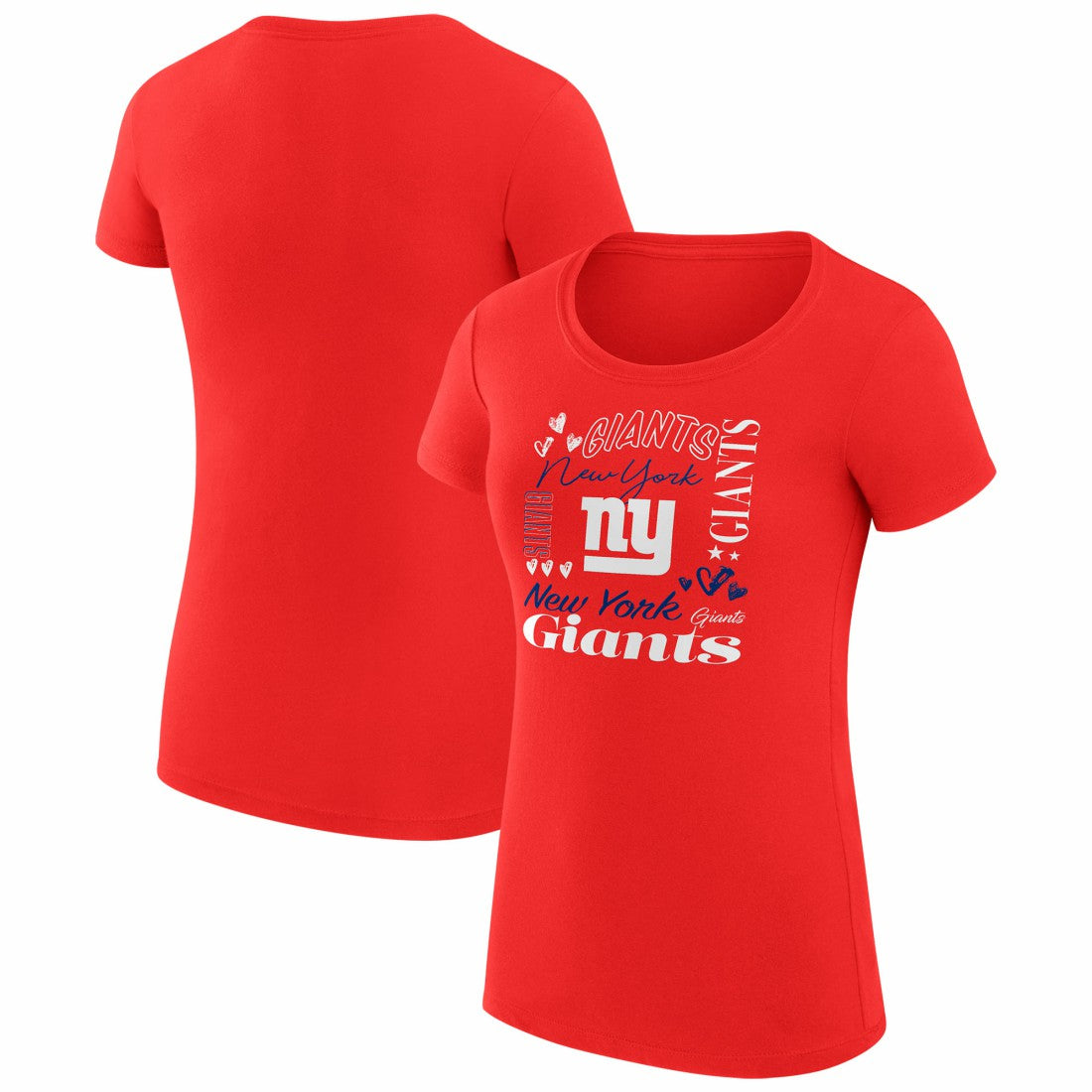 New York Giants G-III 4Her by Carl Banks Women's Super-Slim Fit Lightweight Collage Team T-Shirt - Red T-shirts