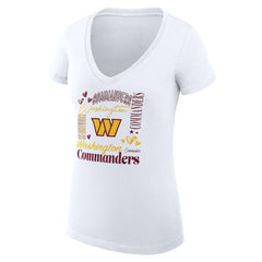 Washington Commanders G-III 4Her by Carl Banks Women's Super-Slim Fit Lightweight Collage Team V-Neck T-Shirt - White T-shirts