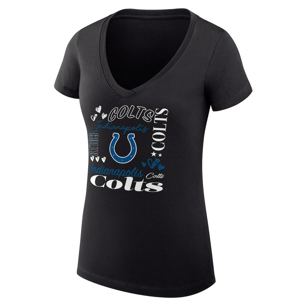 Indianapolis Colts G-III 4Her by Carl Banks Women's Super-Slim Fit Lightweight Collage Team V-Neck T-Shirt - Black T-shirts