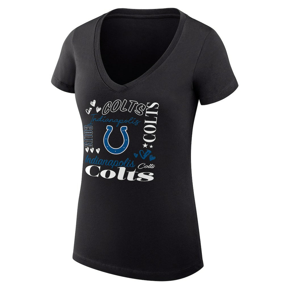 Indianapolis Colts G-III 4Her by Carl Banks Women's Super-Slim Fit Lightweight Collage Team V-Neck T-Shirt - Black T-shirts