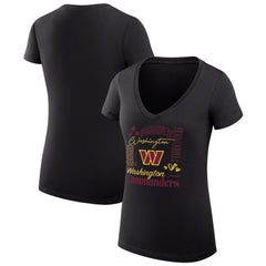 Washington Commanders G-III 4Her by Carl Banks Women's Super-Slim Fit Lightweight Collage Team V-Neck T-Shirt - Black T-shirts