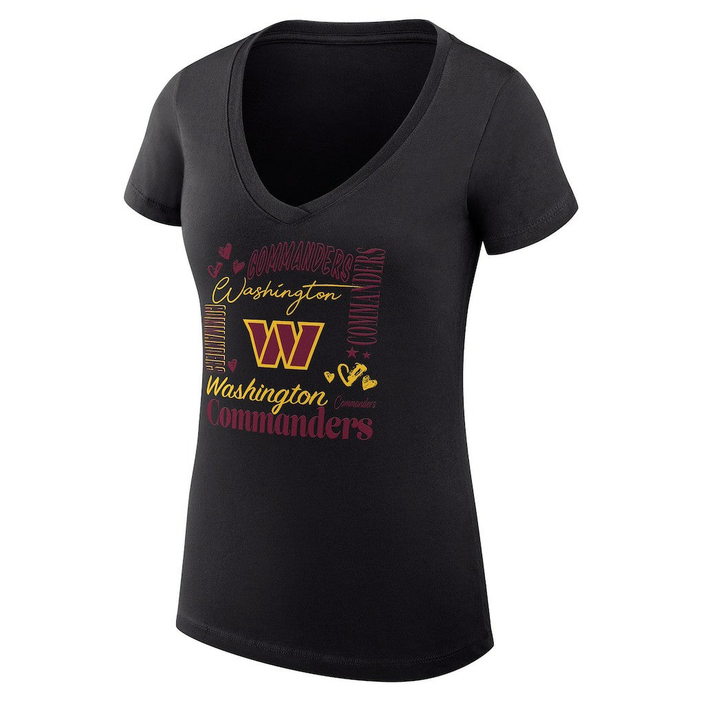 Washington Commanders G-III 4Her by Carl Banks Women's Super-Slim Fit Lightweight Collage Team V-Neck T-Shirt - Black T-shirts