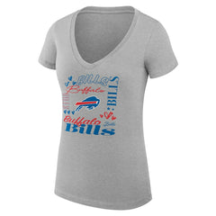 Buffalo Bills G-III 4Her by Carl Banks Women's Super-Slim Fit Lightweight Collage Team V-Neck T-Shirt - Heather Gray T-shirts
