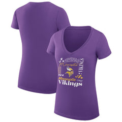 Minnesota Vikings G-III 4Her by Carl Banks Women's Super-Slim Fit Lightweight Collage Team V-Neck T-Shirt - Purple T-shirts