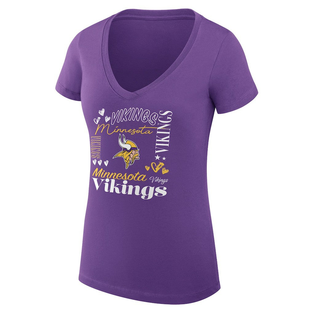 Minnesota Vikings G-III 4Her by Carl Banks Women's Super-Slim Fit Lightweight Collage Team V-Neck T-Shirt - Purple T-shirts